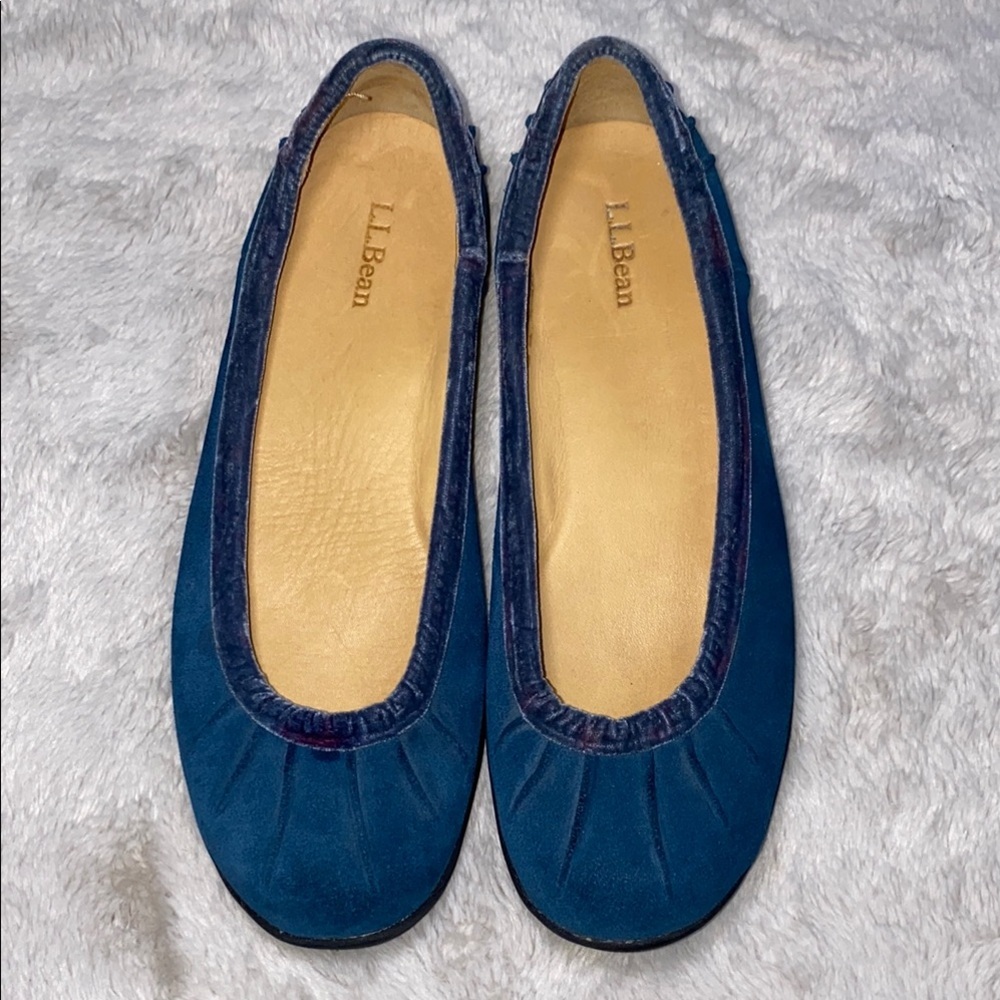 L.L. Bean Blue Flats with Pleated Toe and Soft Texture